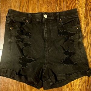 American Eagle Outfitters Black Distressed Jean Shorts, Size 10